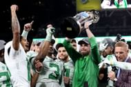 Dan Lanning celebraing the Oregon bowl victory